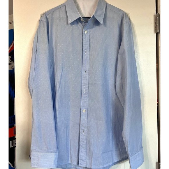 Michael Kors Shirt Large Button Down Classic Fit Blue Patterned Cotton Business - Picture 1 of 11
